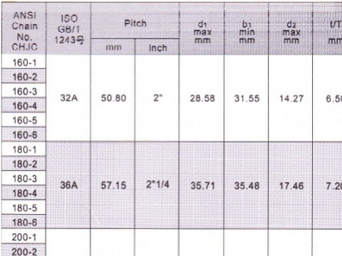 โซ่ส่งกำลัง มาตรฐาน ANSI เบอร์ 160 - 240